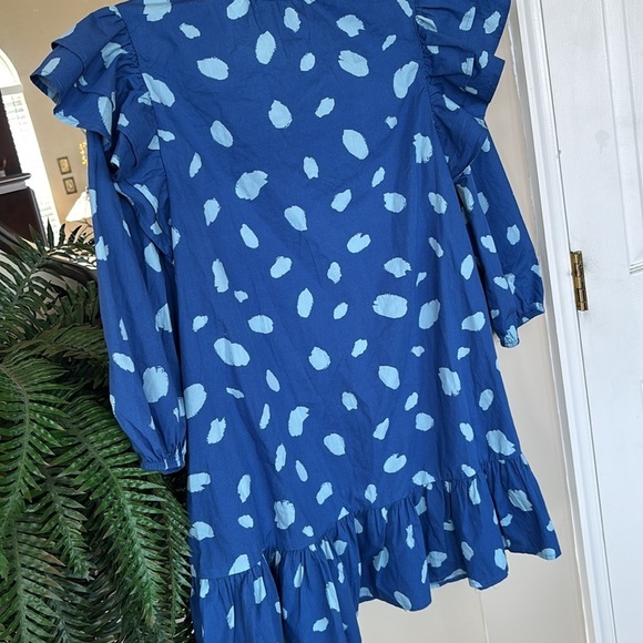 NWOT Sugarlips Odessa Dot Sammy Ruffle Drop Waist Dress Balloon Sleeves Cotton - Picture 11 of 16